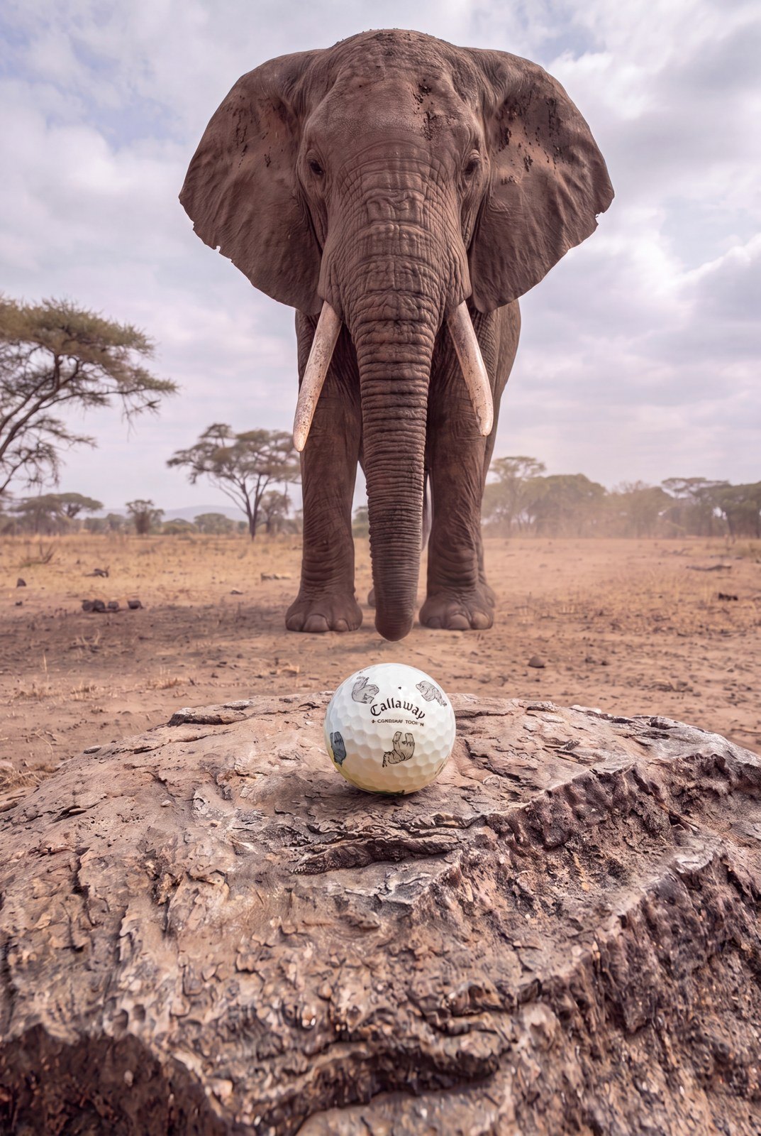 AI image: elephant with a Wild Animals golf ball