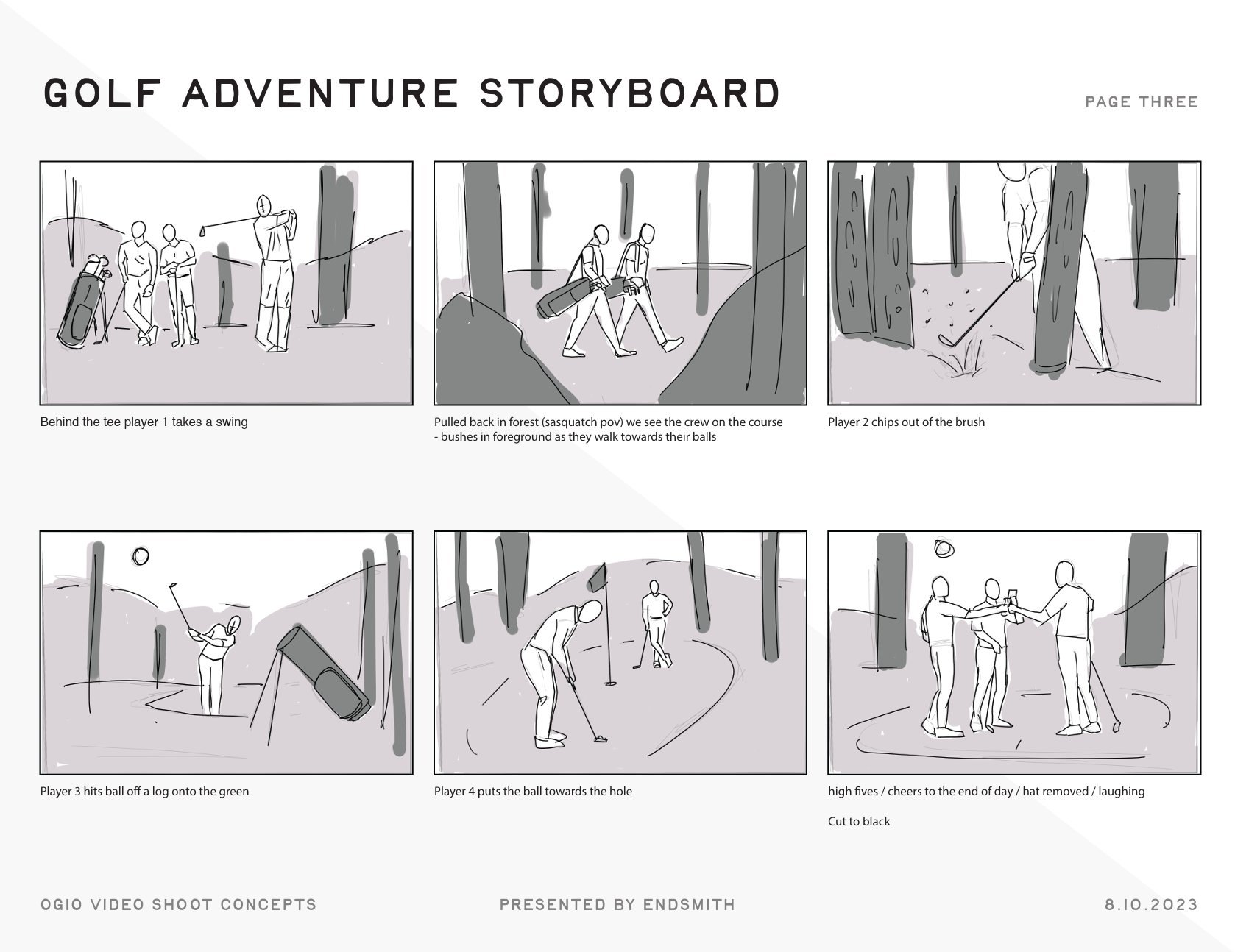 Golf Adventure storyboard, page three