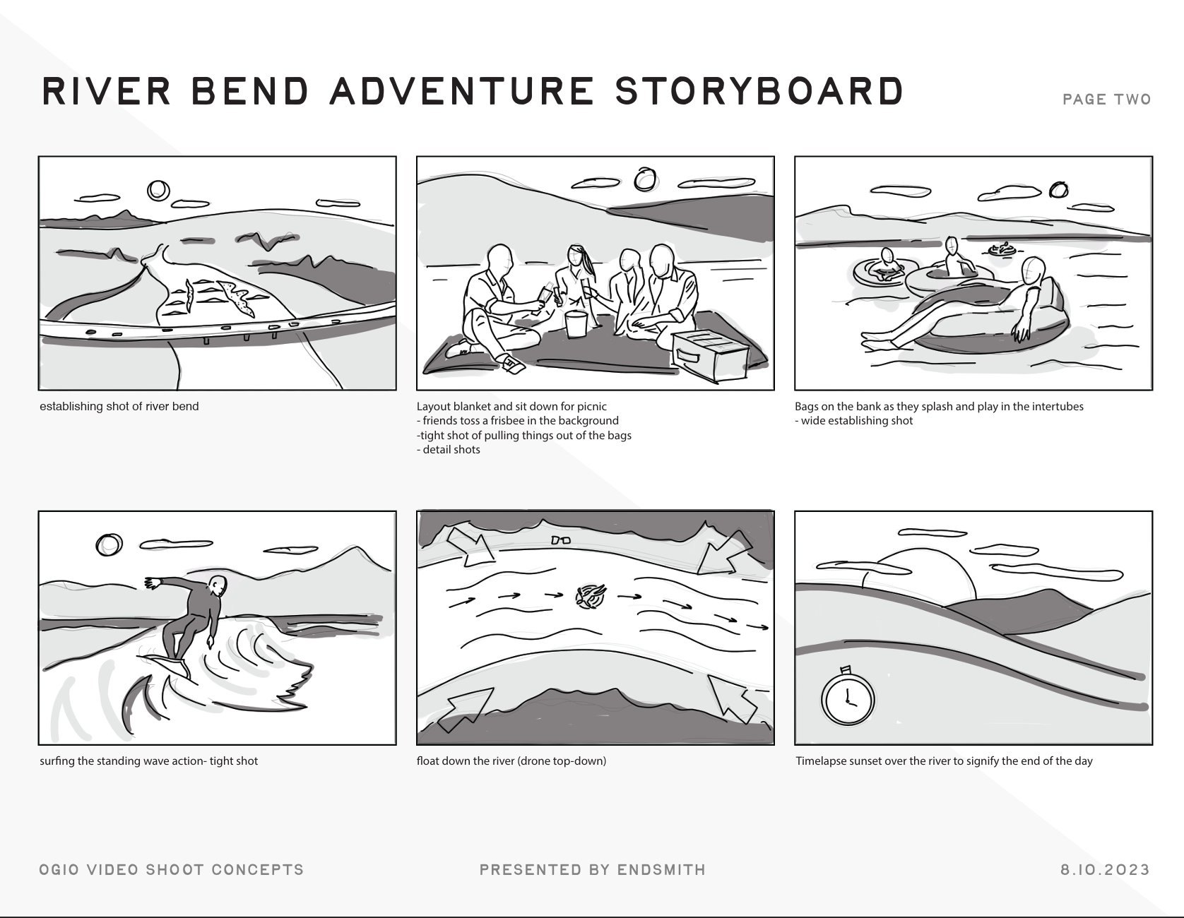 River Bend Adventure storyboard, page two